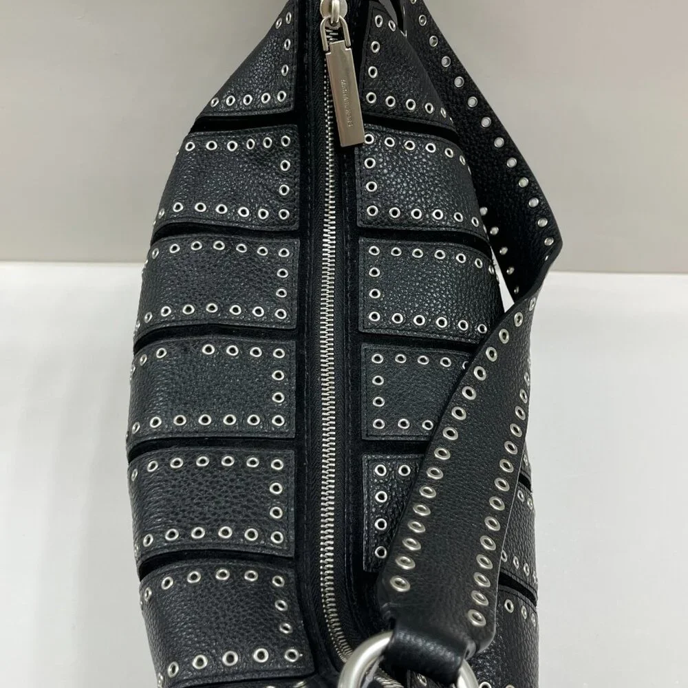 Michael Kors - Brooklyn Grommet Handbag Black Leather/ Silver Accents - NWT